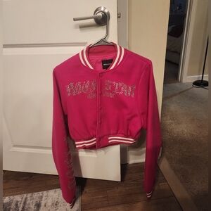 Pink Rhinestone Embellished Jacket